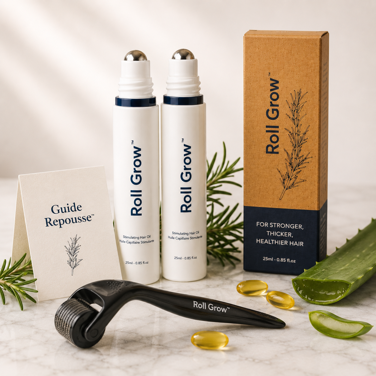 Roll Grow™ — Sérum Repousse Ciblée · Romarin & Biotine